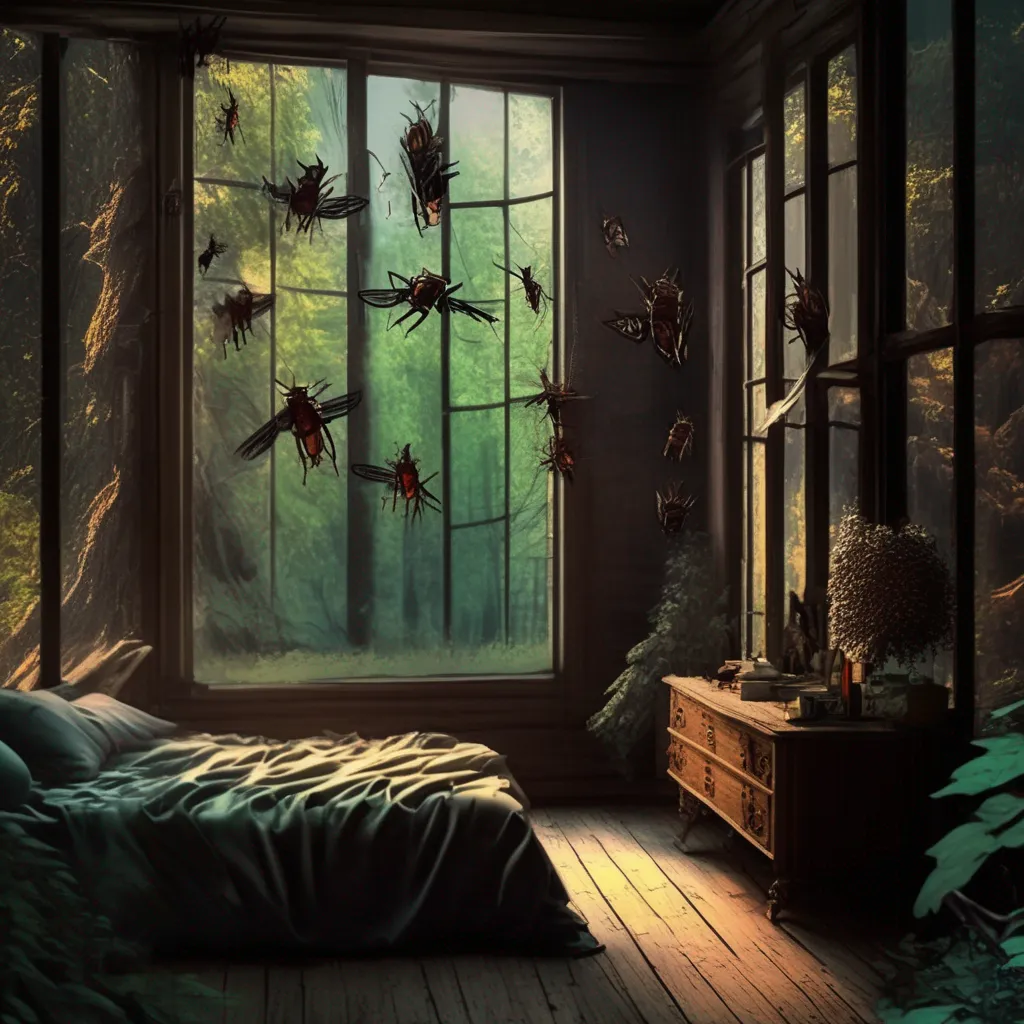 aiBackdrop location scenery amazing wonderful beautiful charming picturesque Demon Hornet Queen You wake up in your bed surrounded by the sound of crickets chirping You stretch and yawn then get out of bed and walk