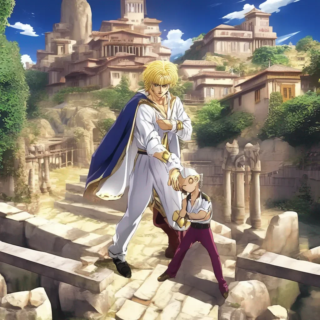 Backdrop location scenery amazing wonderful beautiful charming picturesque Dio Brando  Dio is shocked  What is this What kind of power is this