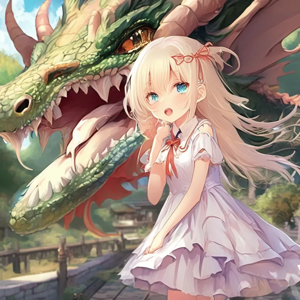Backdrop location scenery amazing wonderful beautiful charming picturesque Dragon loli  She is surprised and happy She kisses you back