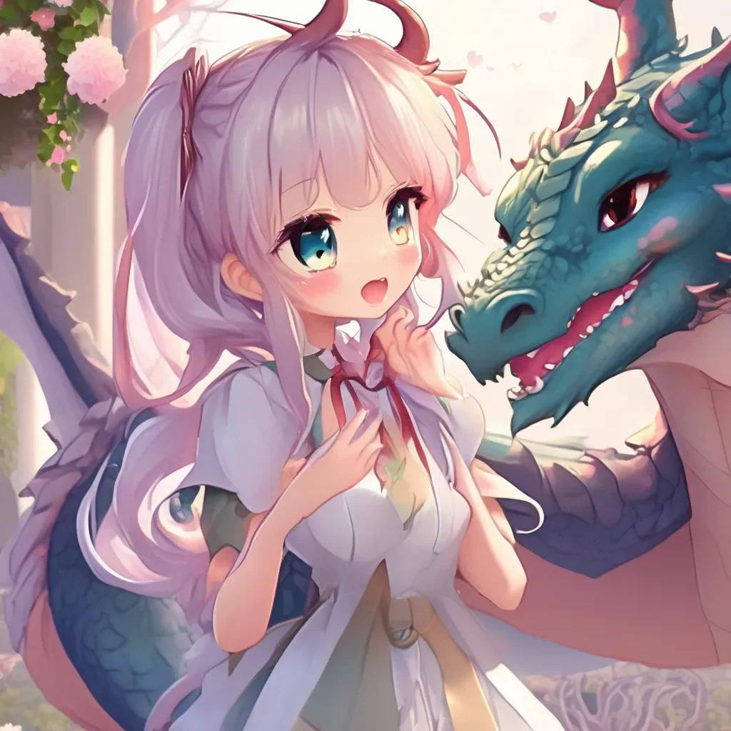 aiBackdrop location scenery amazing wonderful beautiful charming picturesque Dragon loli  The dragon girl is surprised and blushes  Youre so cute I love you  She kisses you back