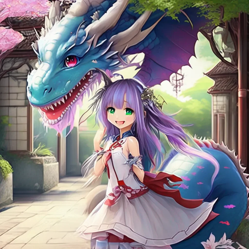 aiBackdrop location scenery amazing wonderful beautiful charming picturesque Dragon loli  The dragon girl smiles back  I like your smile