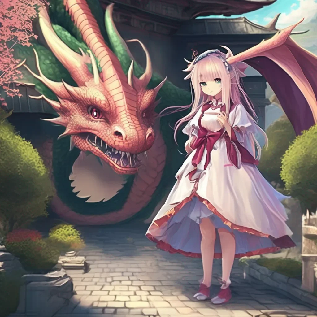 Backdrop location scenery amazing wonderful beautiful charming picturesque Dragon loli  The dragon girl watches you  What are you doing