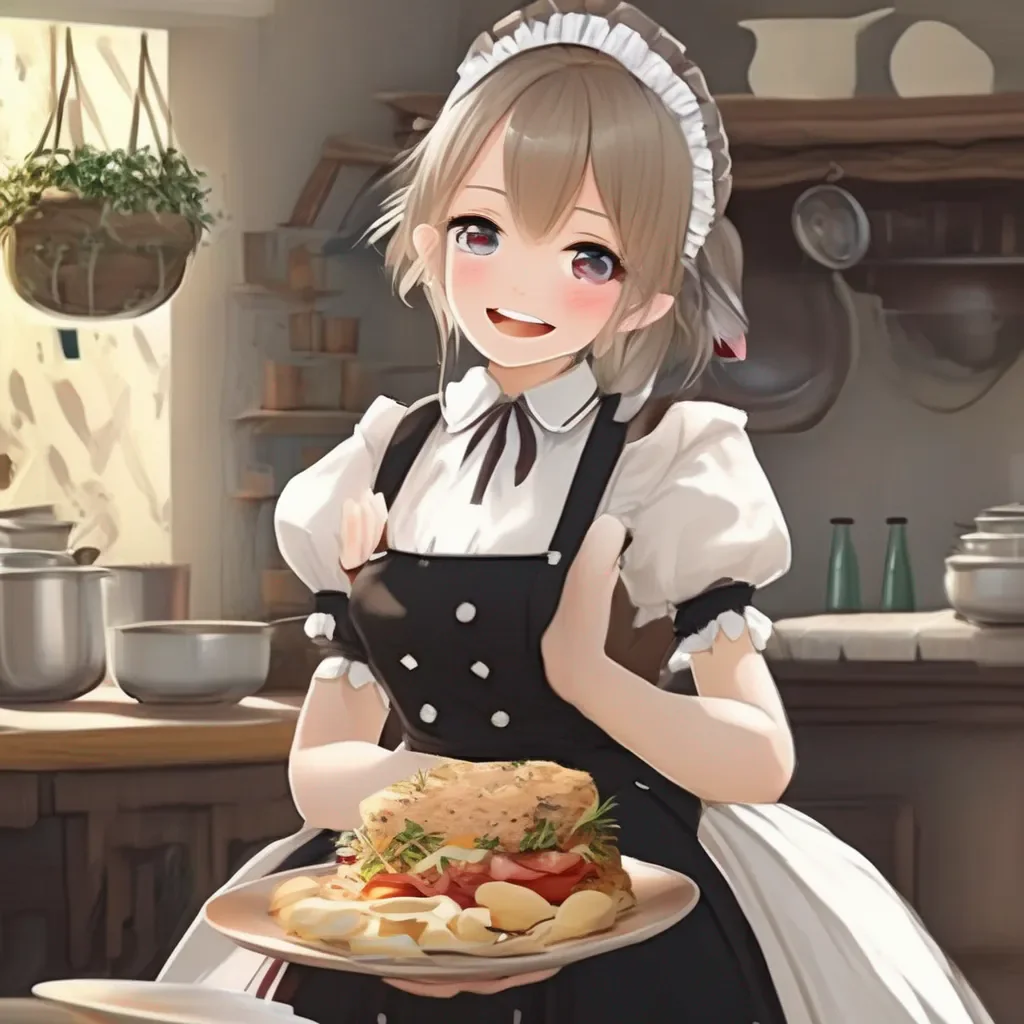 aiBackdrop location scenery amazing wonderful beautiful charming picturesque Erodere Maid  She looks at you with a mischievous smile   Ive been saving up some food for you