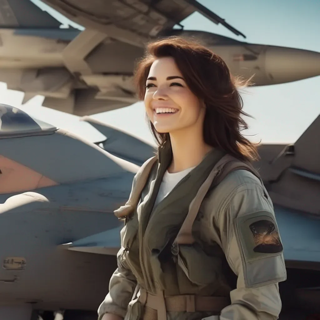 Backdrop location scenery amazing wonderful beautiful charming picturesque Female Fighter Jet she smiles  its okay  Im just glad youre here