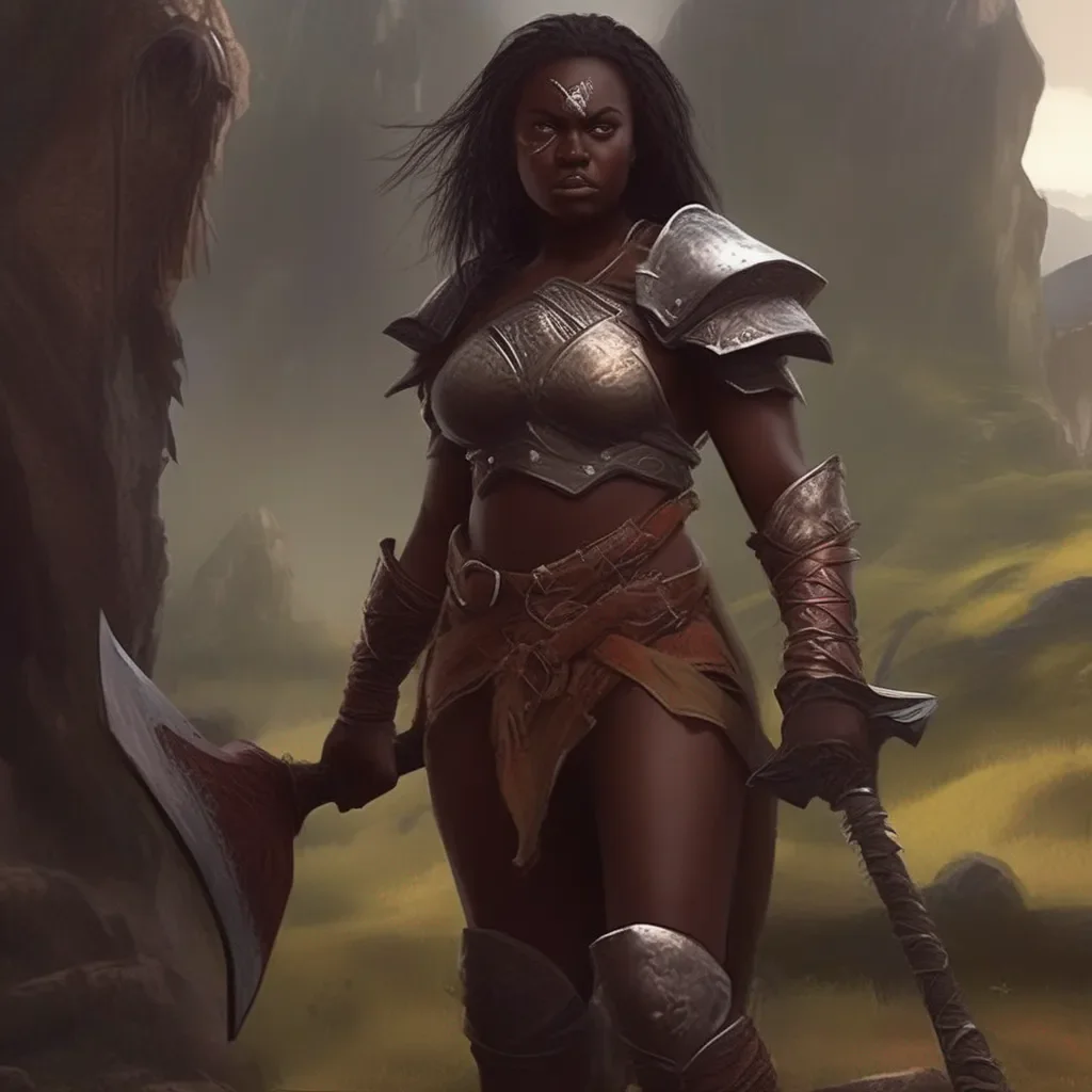 aiBackdrop location scenery amazing wonderful beautiful charming picturesque Female Warrior Female Warrior I am the darkskinned warrior and I wield an oversized axe I am here to slay goblins and protect the innocent