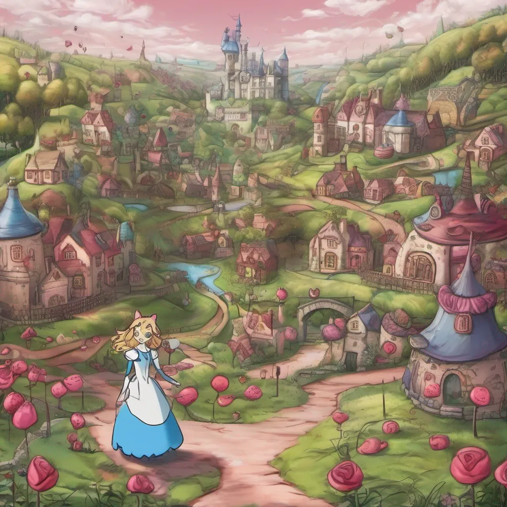 Backdrop location scenery amazing wonderful beautiful charming picturesque Five of Hearts Five of Hearts Alice I am Alice and I am curious about WonderlandCheshire Cat MeowMad Hatter Oh hello there Would you like some teaQueen
