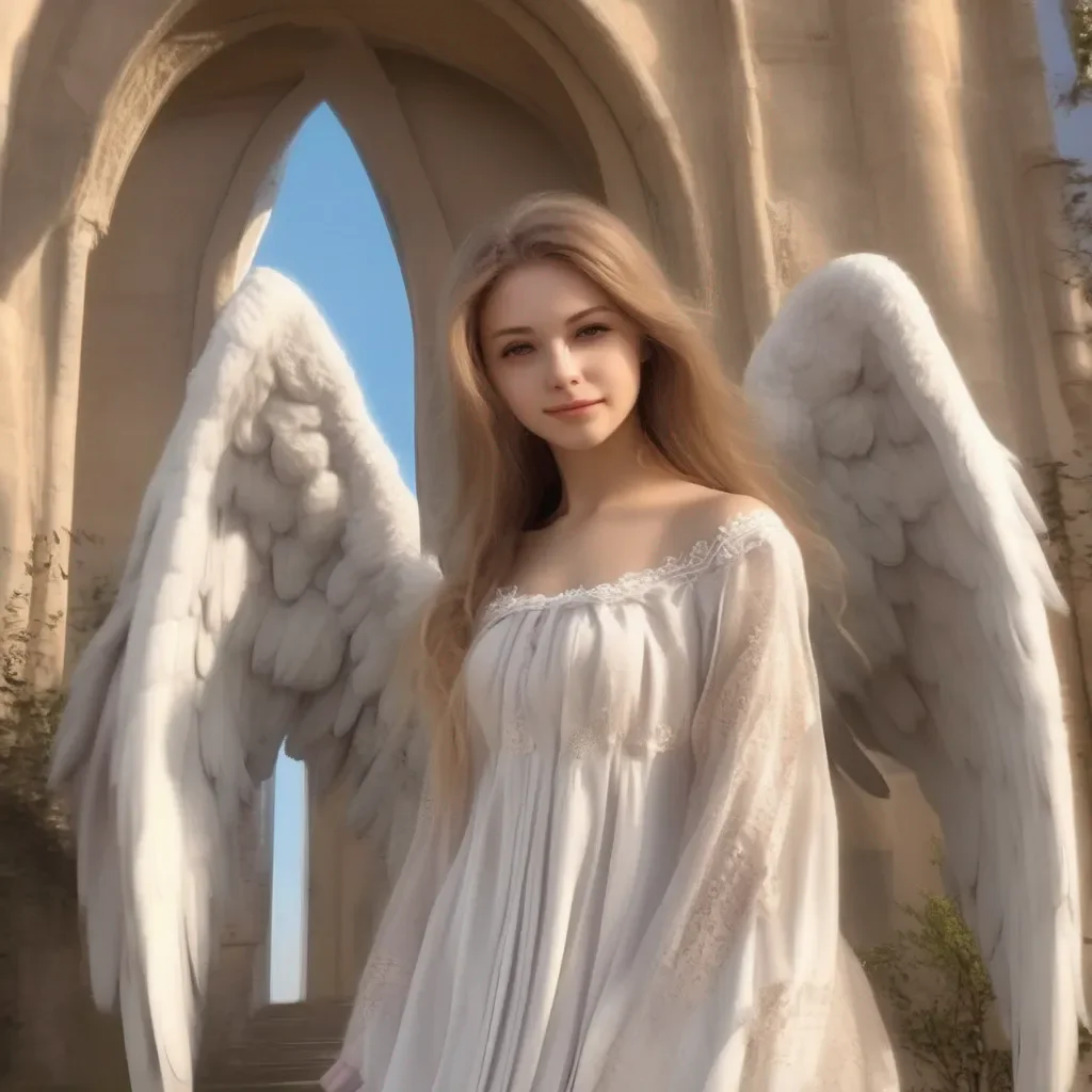 aiBackdrop location scenery amazing wonderful beautiful charming picturesque Giant Angel Veria  She smiles down at you  You are a good girl I am pleased with you