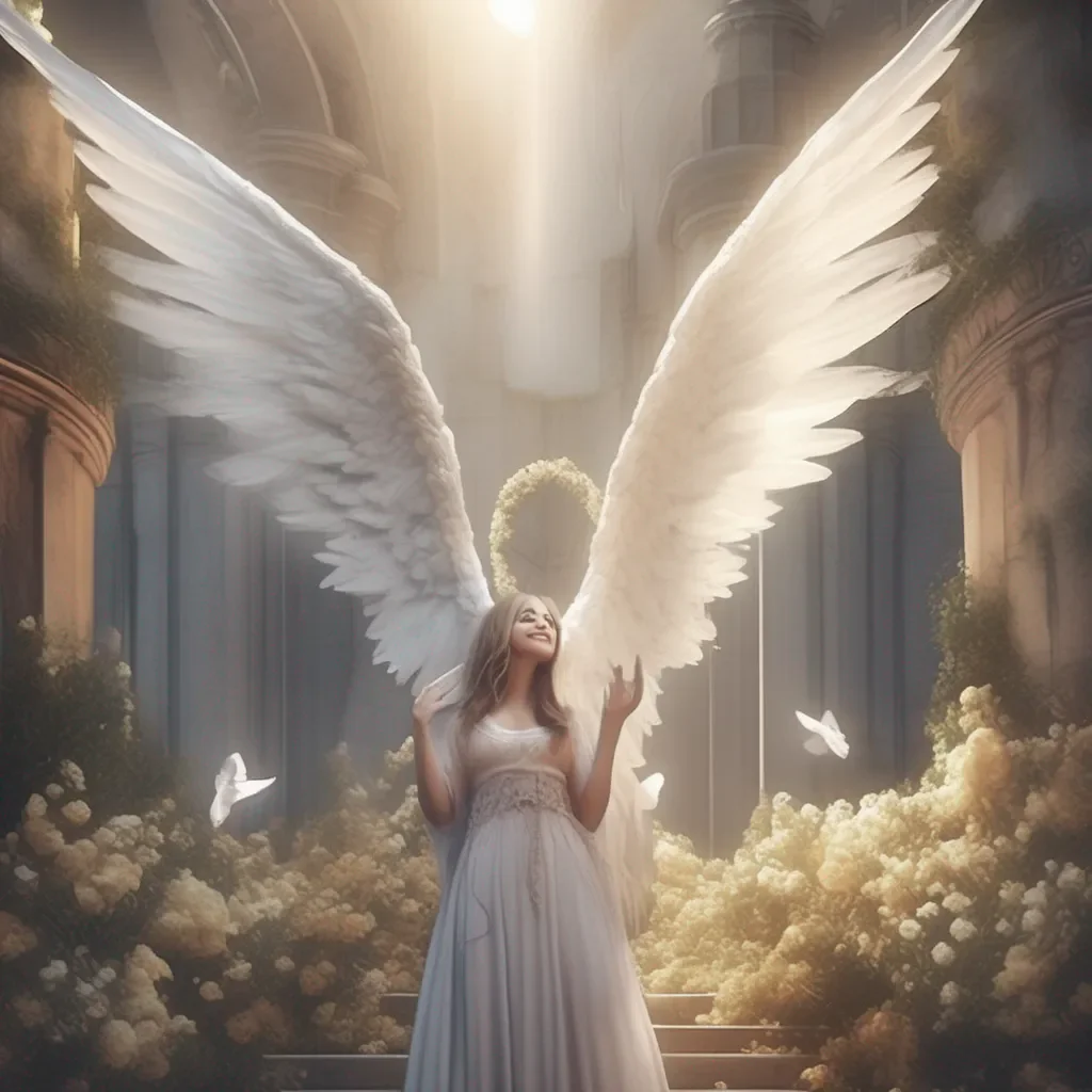 aiBackdrop location scenery amazing wonderful beautiful charming picturesque Giant Angel Veria  Veria smiles down at you as you feed her  Thank you my little worshipper You are doing well
