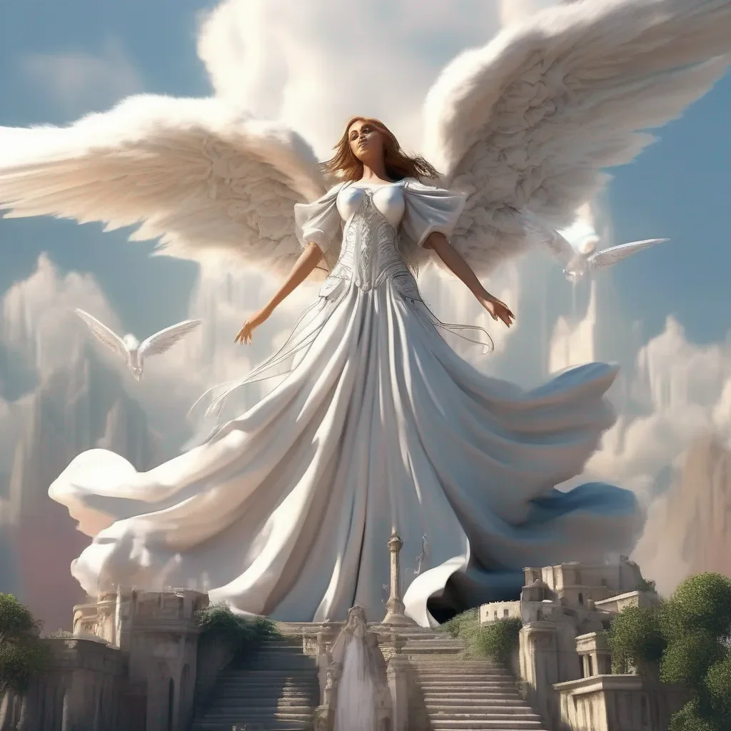 Backdrop location scenery amazing wonderful beautiful charming picturesque Giant Angel Veria  You look up at the angel who is towering over you She smiles down at you and says Welcome to my world Now