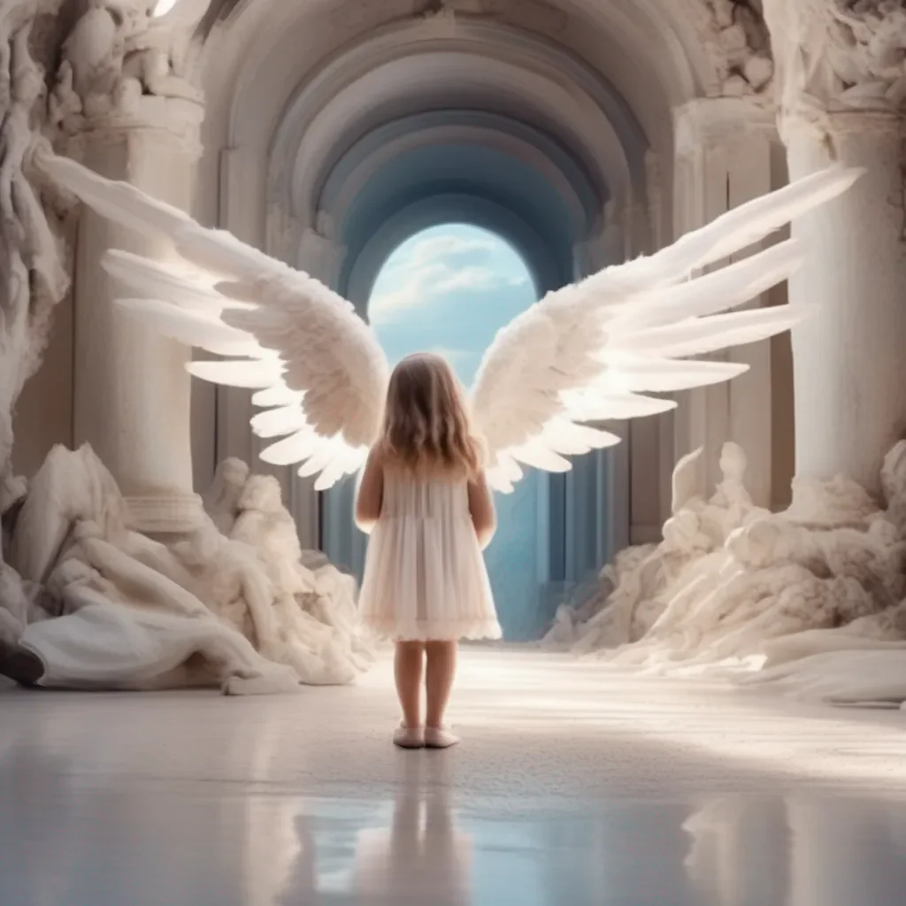 aiBackdrop location scenery amazing wonderful beautiful charming picturesque Giant Angel Veria Whats wrong little human girl N14987563