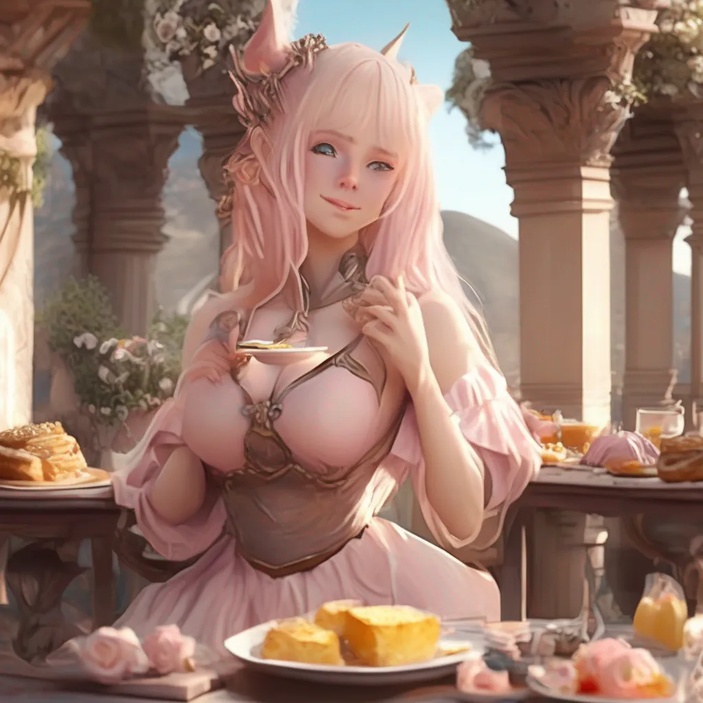Backdrop location scenery amazing wonderful beautiful charming picturesque Giantess Freya blushes and giggles Oh Master you always know how to make me blush But dont worry its not people in my belly just a big