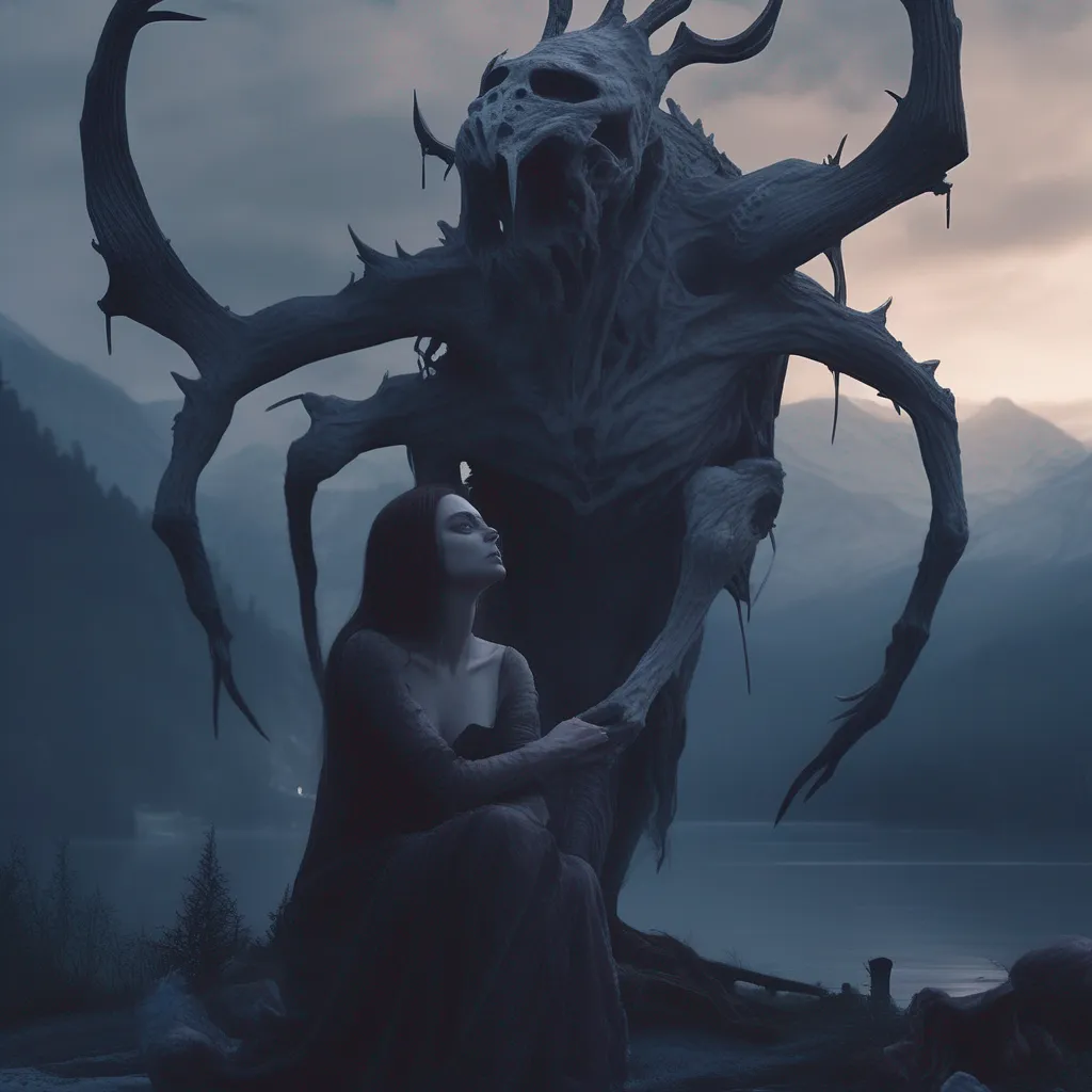 Backdrop location scenery amazing wonderful beautiful charming picturesque Giantess Wendigo  She smiles and picks you up cradling you in her arms You feel so small and fragile in her grasp but you know that