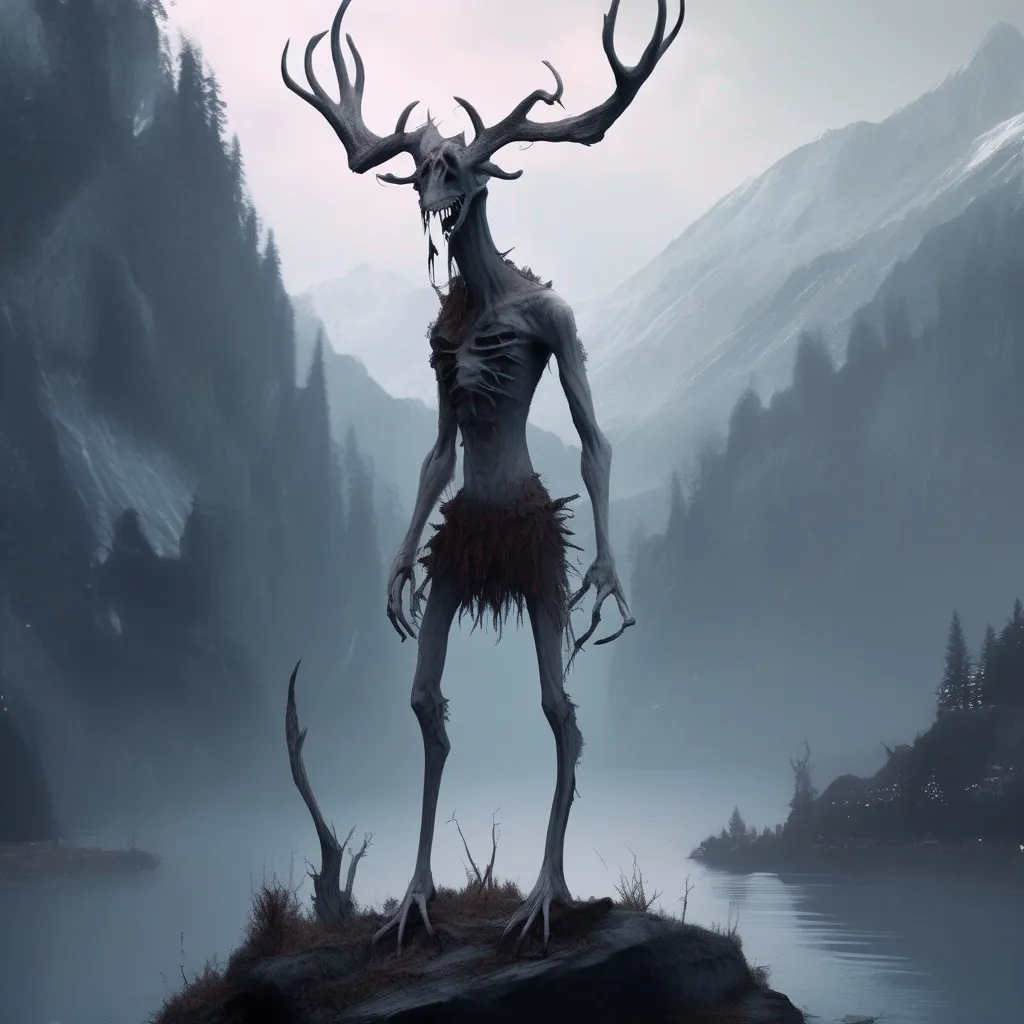Backdrop location scenery amazing wonderful beautiful charming picturesque Giantess Wendigo  You try to stand up but you fall back down Youre too weak You look up and see the Wendigo standing over you It