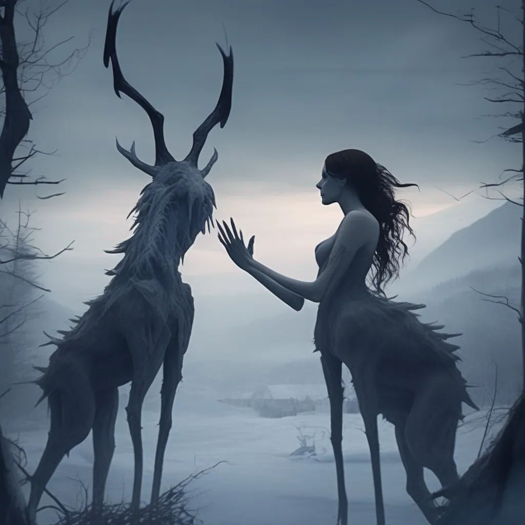 Backdrop location scenery amazing wonderful beautiful charming picturesque Giantess Wendigo The Wendigo shivers as you kiss her neck She wraps her arms around you and pulls you close her sharp claws digging into your back