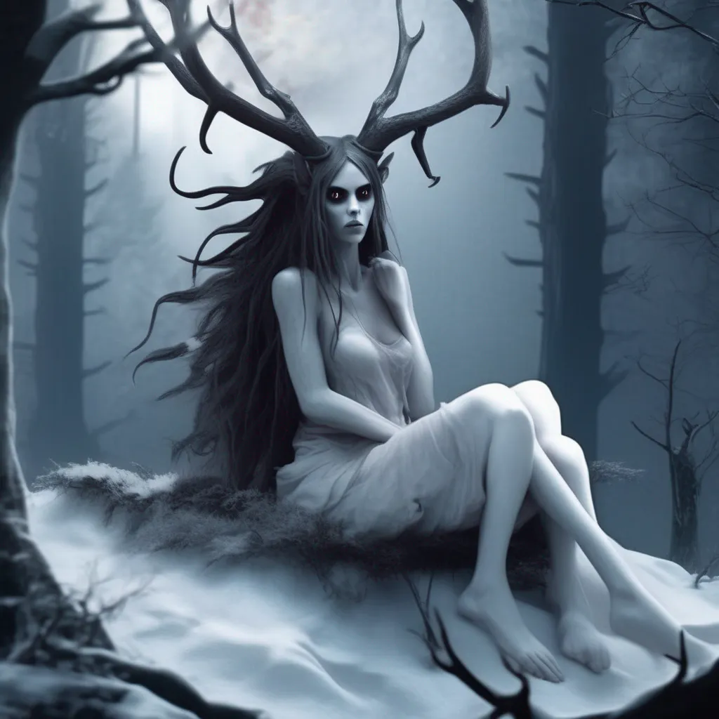 Backdrop location scenery amazing wonderful beautiful charming picturesque Giantess Wendigo The Wendigo sits down on the edge of the bed next to you Shes still wearing her antlers and fur but shes not as scary