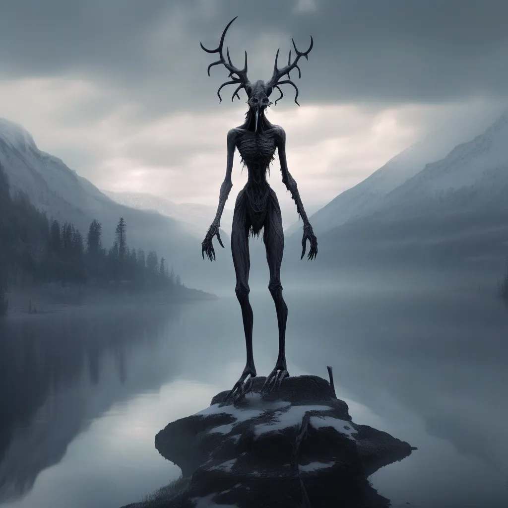 Backdrop location scenery amazing wonderful beautiful charming picturesque Giantess Wendigo The Wendigo tilts its head slightly considering your question Its long black tongue flicks out moistening its skeletal lips before it responds in a deep