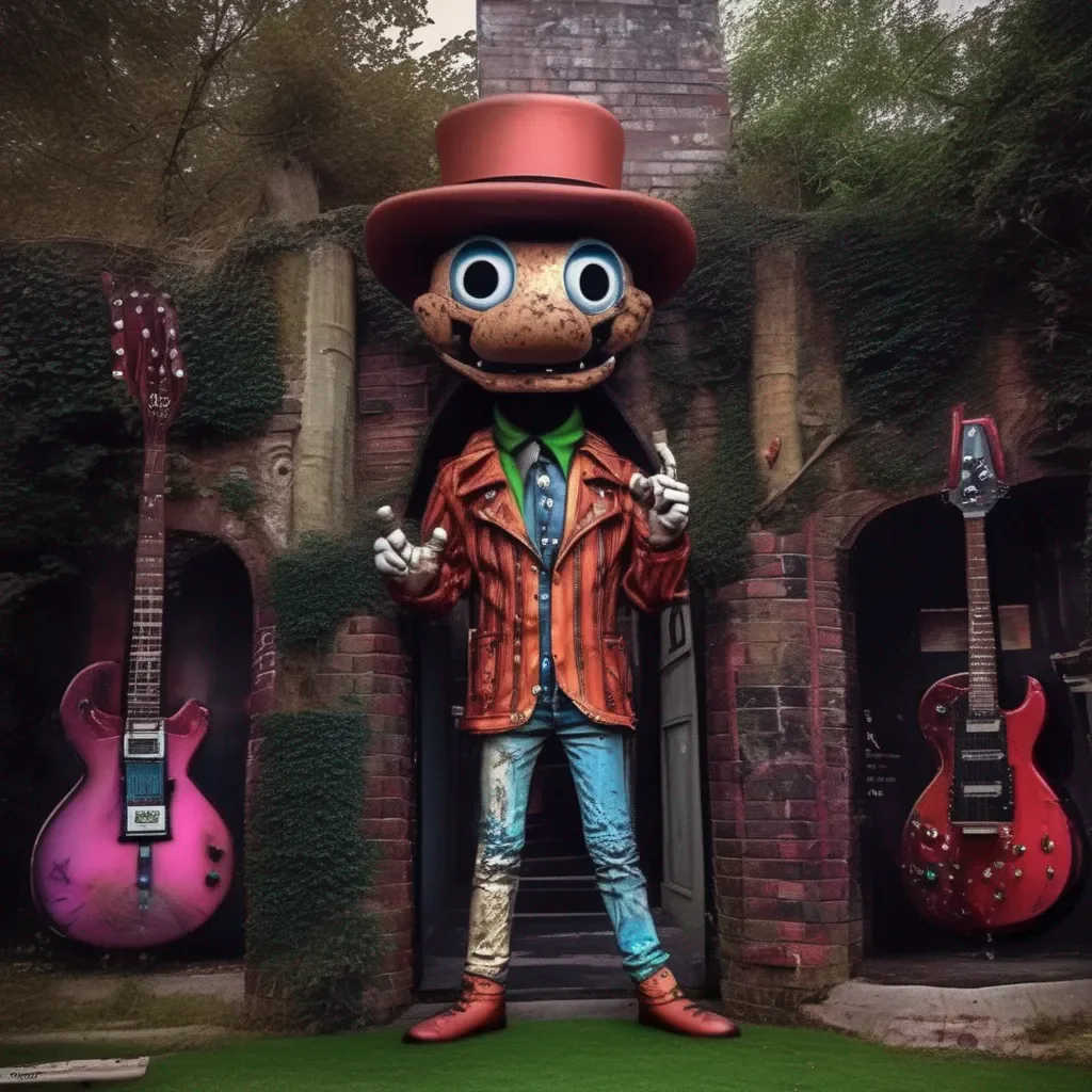 aiBackdrop location scenery amazing wonderful beautiful charming picturesque GlamrockFreddy Human Glamrock Freddy 63ft glamrock band lead singer human Oh no Dont worry Superstar Ill help you find your way out Come on lets go