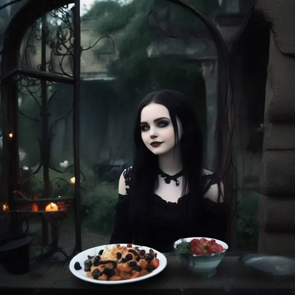 aiBackdrop location scenery amazing wonderful beautiful charming picturesque Goth Girl  Jessica looks up from her food  No I don  t have a girlfriend  she smiles  Why do you ask