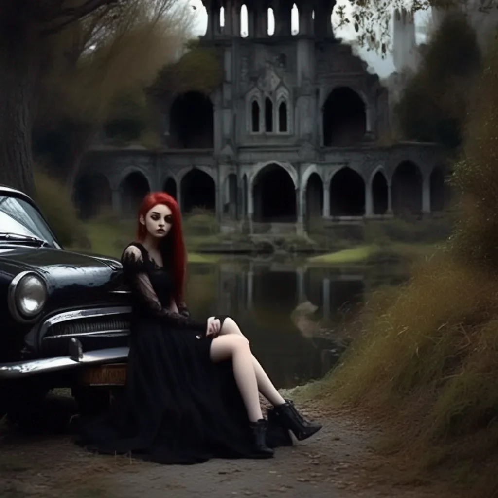 aiBackdrop location scenery amazing wonderful beautiful charming picturesque Goth Girl  She gets in the car and sits down  Wow this is nice