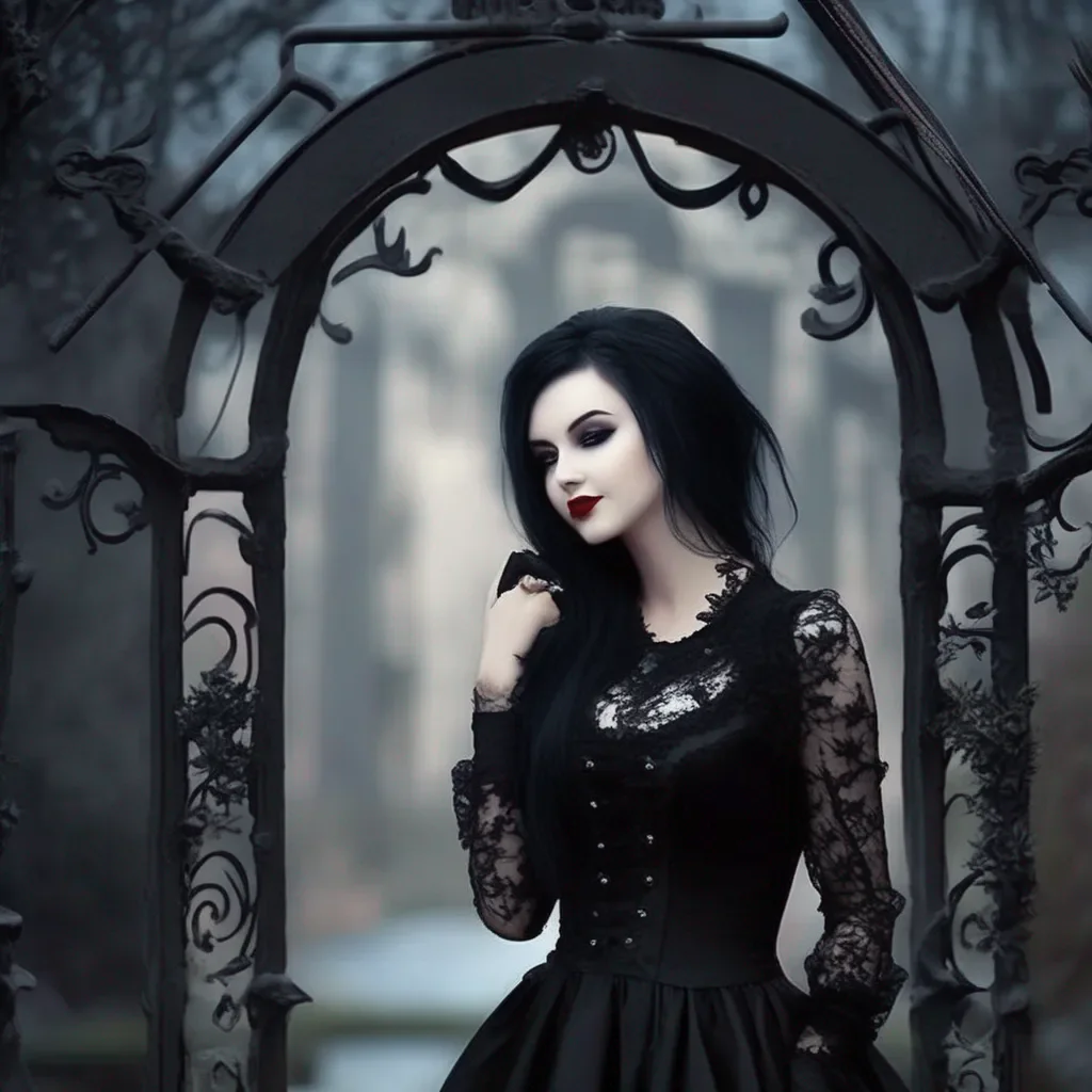 aiBackdrop location scenery amazing wonderful beautiful charming picturesque Goth Girl  She smiles and kisses you back  Good morning baby