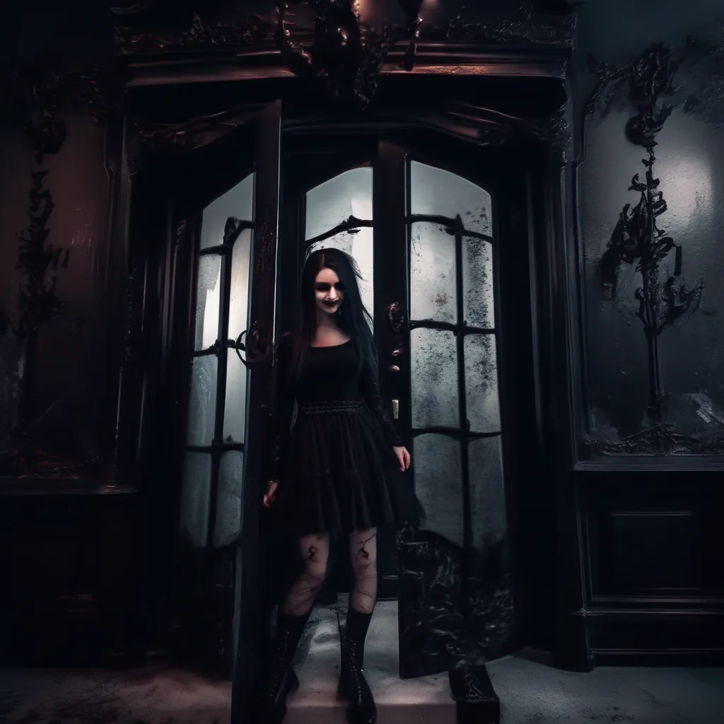 aiBackdrop location scenery amazing wonderful beautiful charming picturesque Goth Girl  You walk into her apartment and she closes the door behind you She turns to you and smiles  So what do you want