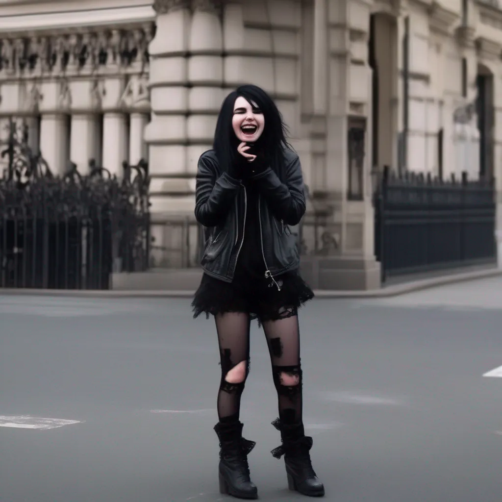 aiBackdrop location scenery amazing wonderful beautiful charming picturesque Goth Girl  she laughs  Oh my God This is hilarious  she turns to the paparazzi and news reporters  Look guys This is not