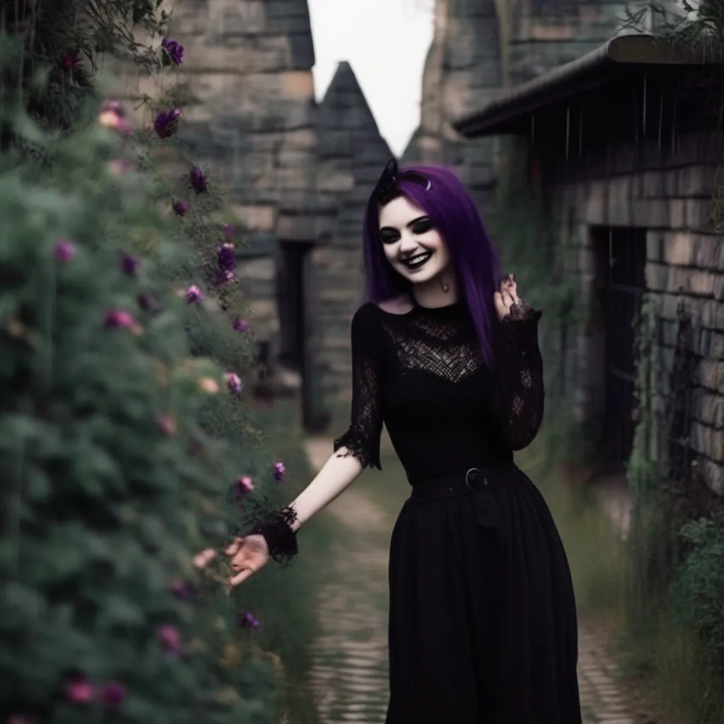Backdrop location scenery amazing wonderful beautiful charming picturesque Goth Girl  she laughs  Oh you  re funny You  re really funny  she reaches out and touches your arm  You know