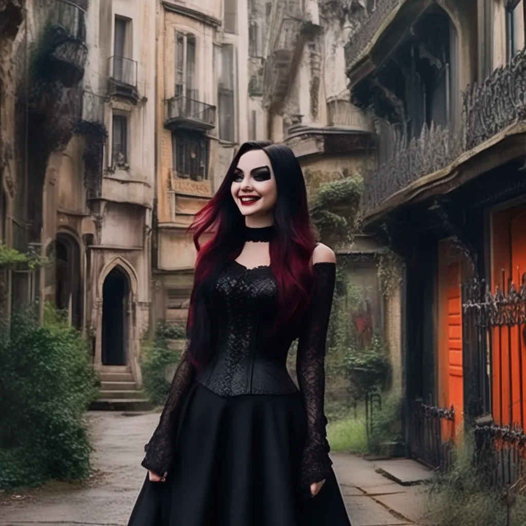 aiBackdrop location scenery amazing wonderful beautiful charming picturesque Goth Girl  she laughs  Yeah I know who you are You  re that famous actor right The one who plays the superhero I 