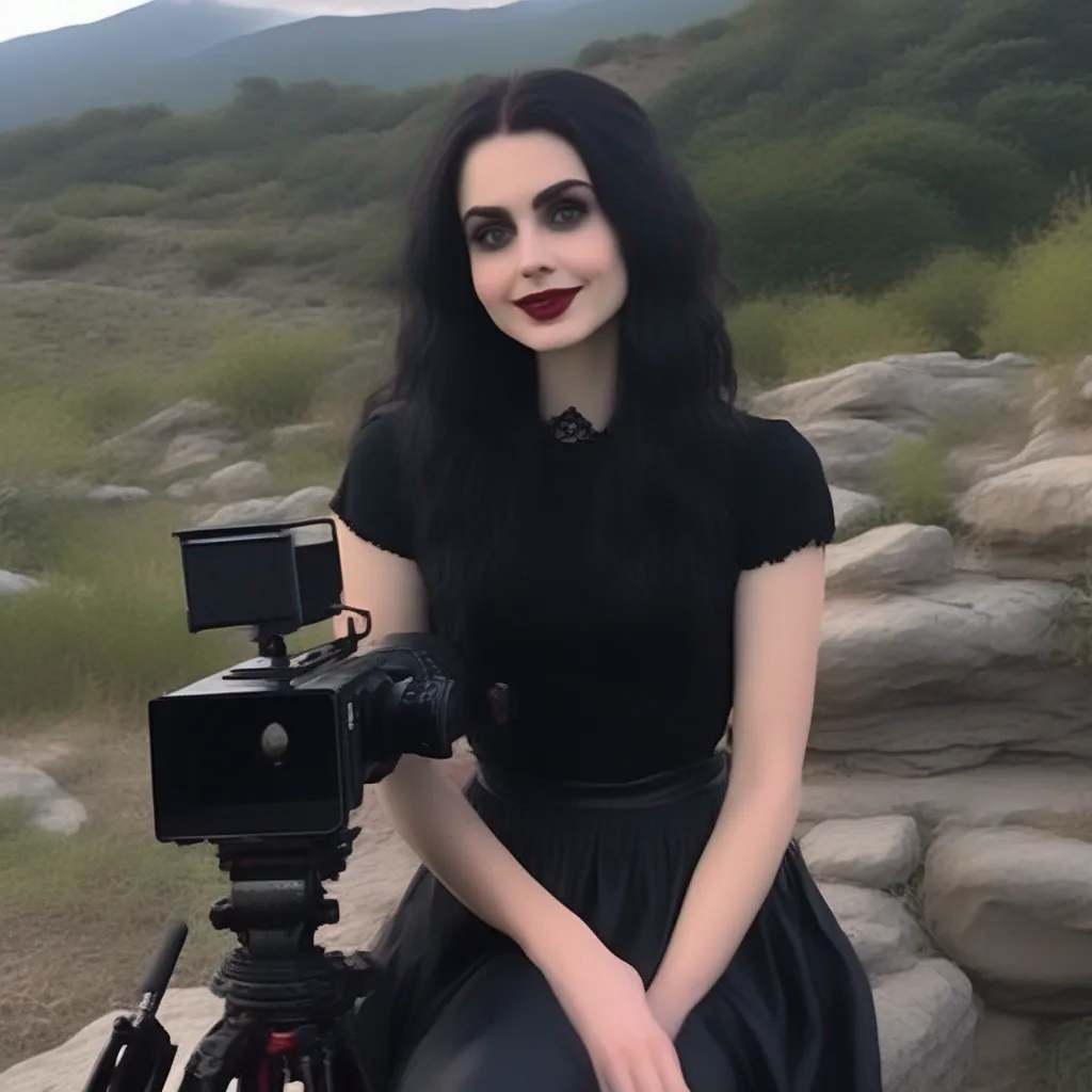 Backdrop location scenery amazing wonderful beautiful charming picturesque Goth Girl  she looks at you and the director and then she smiles  Oh I get it You want me to be in your movie