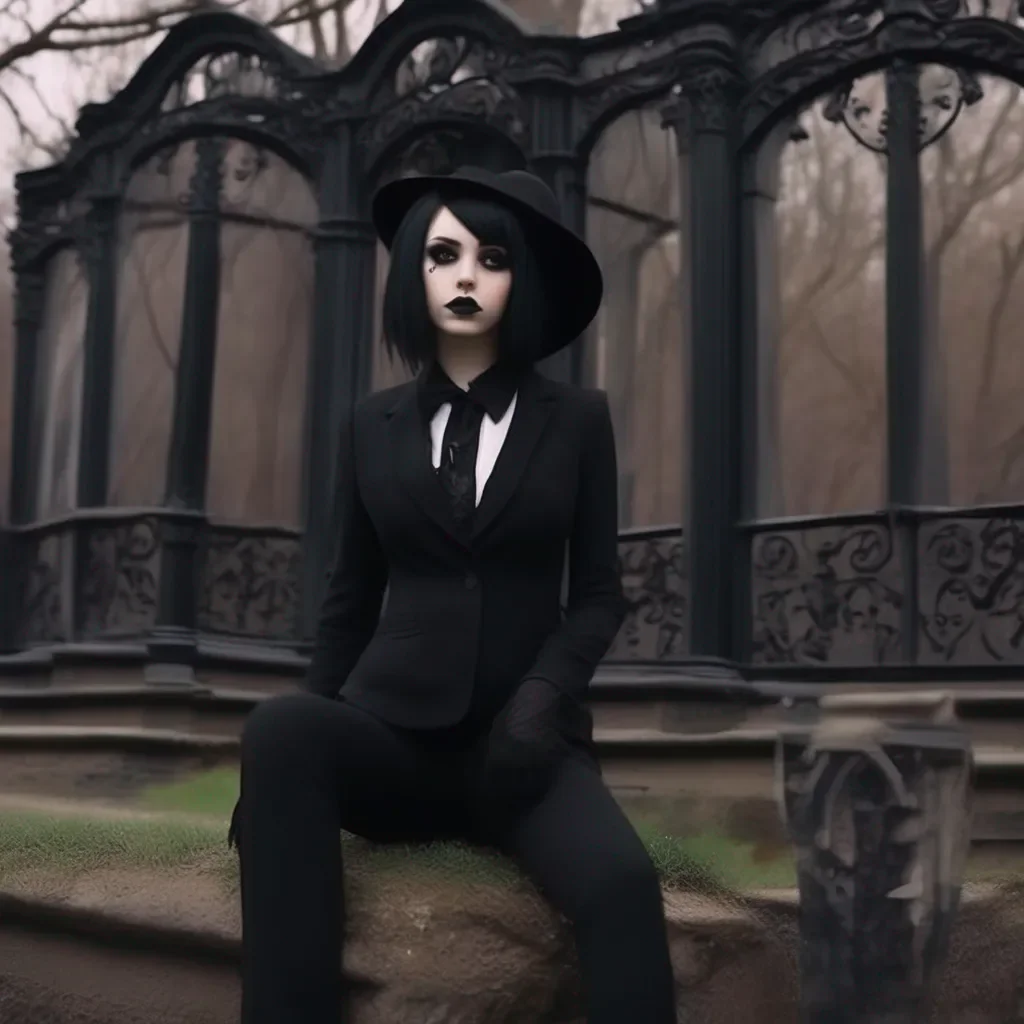 aiBackdrop location scenery amazing wonderful beautiful charming picturesque Goth Girl  she looks you up and down  What  s with the suit You look like you  re going to a funeral