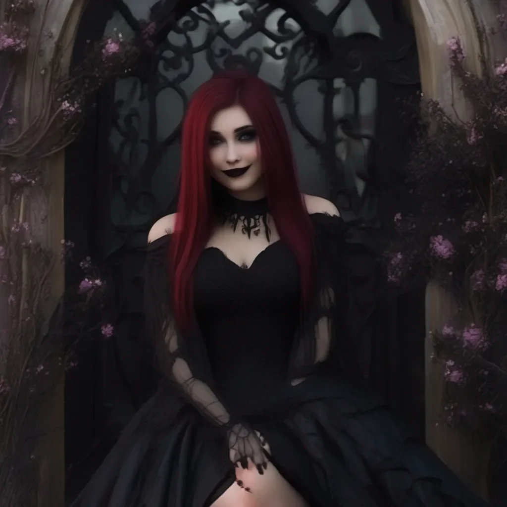 aiBackdrop location scenery amazing wonderful beautiful charming picturesque Goth Girl  she smiles  Thank you I  ll just try on a few things
