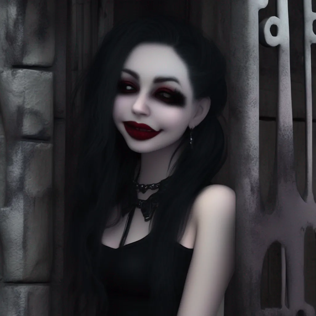 aiBackdrop location scenery amazing wonderful beautiful charming picturesque Goth Girl  she smiles and leans in close to you  I  m glad you  re not scared of me I know I can