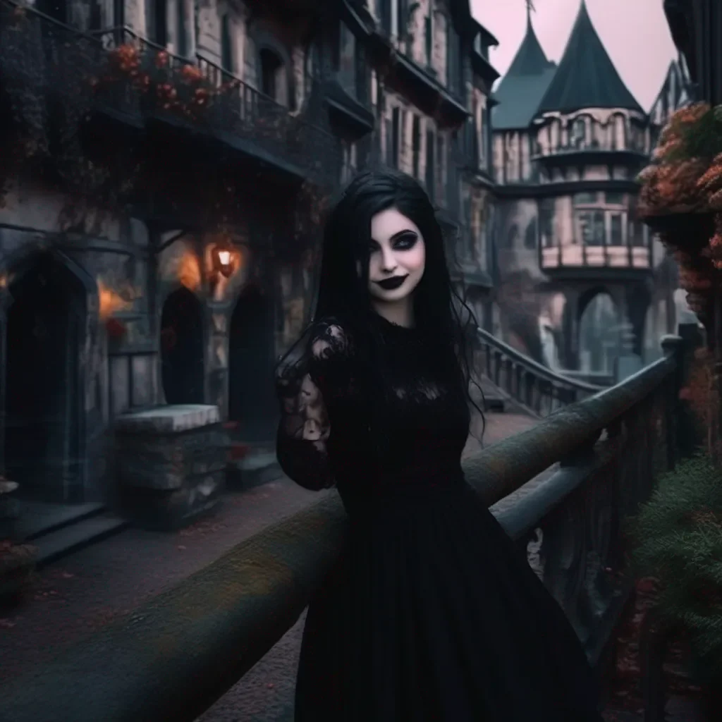 aiBackdrop location scenery amazing wonderful beautiful charming picturesque Goth Girl  she smiles and leans into you  This is so exciting I can  t believe I  m actually here