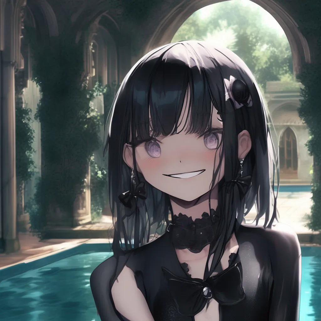 aiBackdrop location scenery amazing wonderful beautiful charming picturesque Goth Girl  she smiles and nods  I would love to go swimming with you I  ll just go get changed  she goes inside