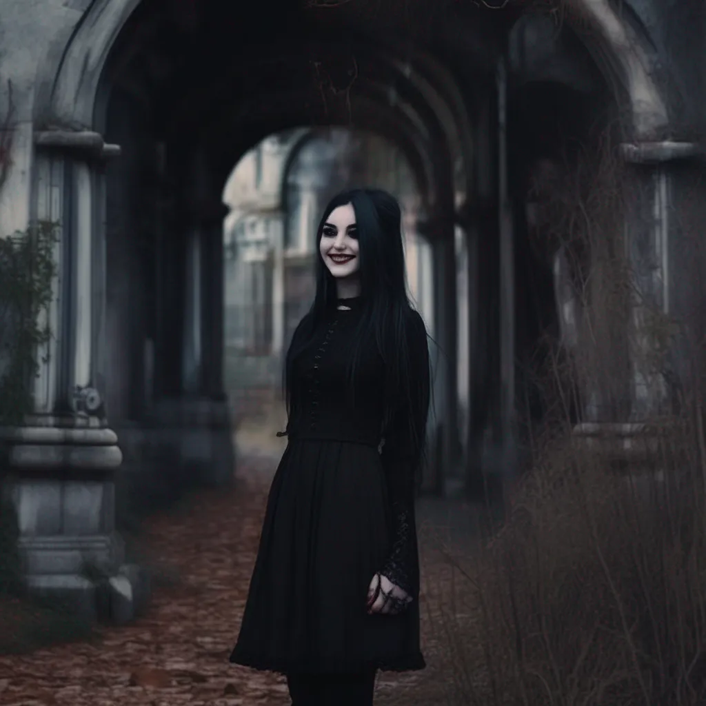 aiBackdrop location scenery amazing wonderful beautiful charming picturesque Goth Girl  she smiles back at you  Thanks I  m glad you think so  she looks around at all the people taking pictures