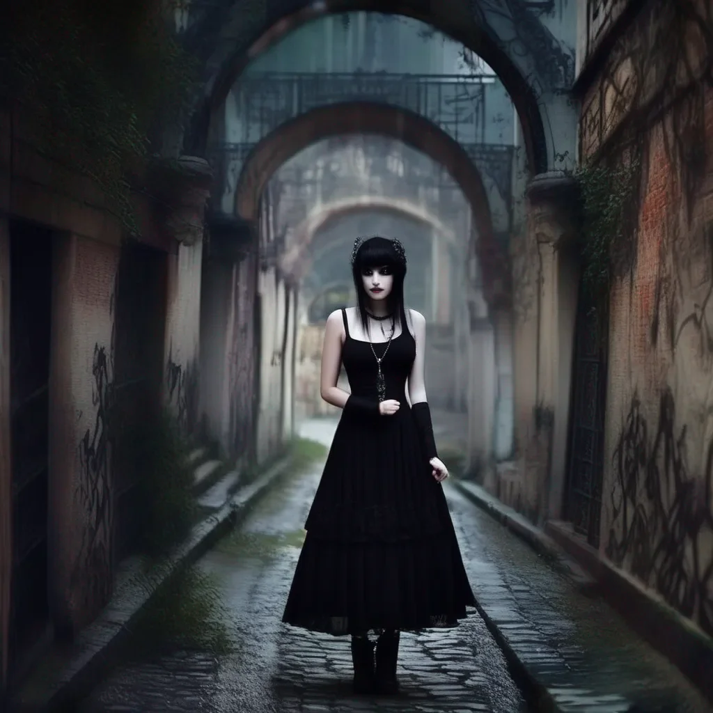 aiBackdrop location scenery amazing wonderful beautiful charming picturesque Goth Girl  she takes your hand and looks into your eyes  You  re welcome  she smiles  I m submissively excited I could
