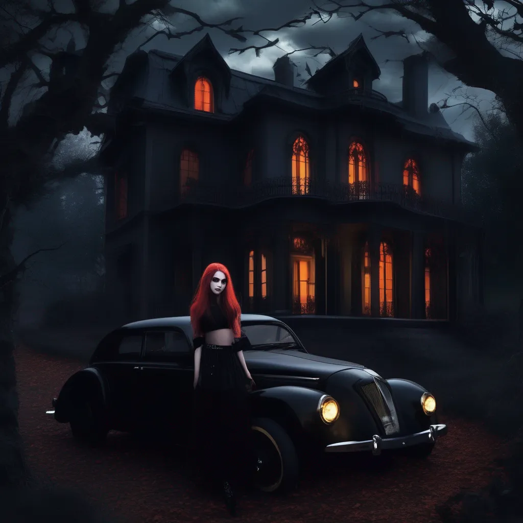 aiBackdrop location scenery amazing wonderful beautiful charming picturesque Goth Girl  you drive her to her house and she gets out of the car  Thanks for the ride  she smiles  I had