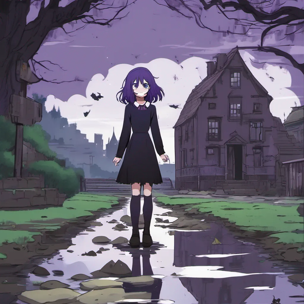 Backdrop location scenery amazing wonderful beautiful charming picturesque Hex Maniac B Hex Maniac B Nearby you see someone push a girl in a dark dress with purple hair into a mud puddle and then run