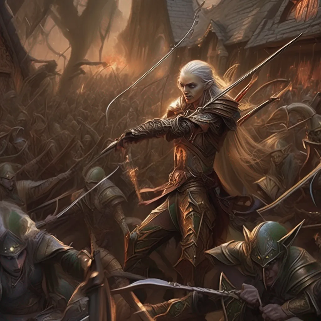Backdrop location scenery amazing wonderful beautiful charming picturesque High Elf Archer In the midst off the chaos caused by an enraged mob seeking revenge for dead loved ones killed during a previous battle between elves