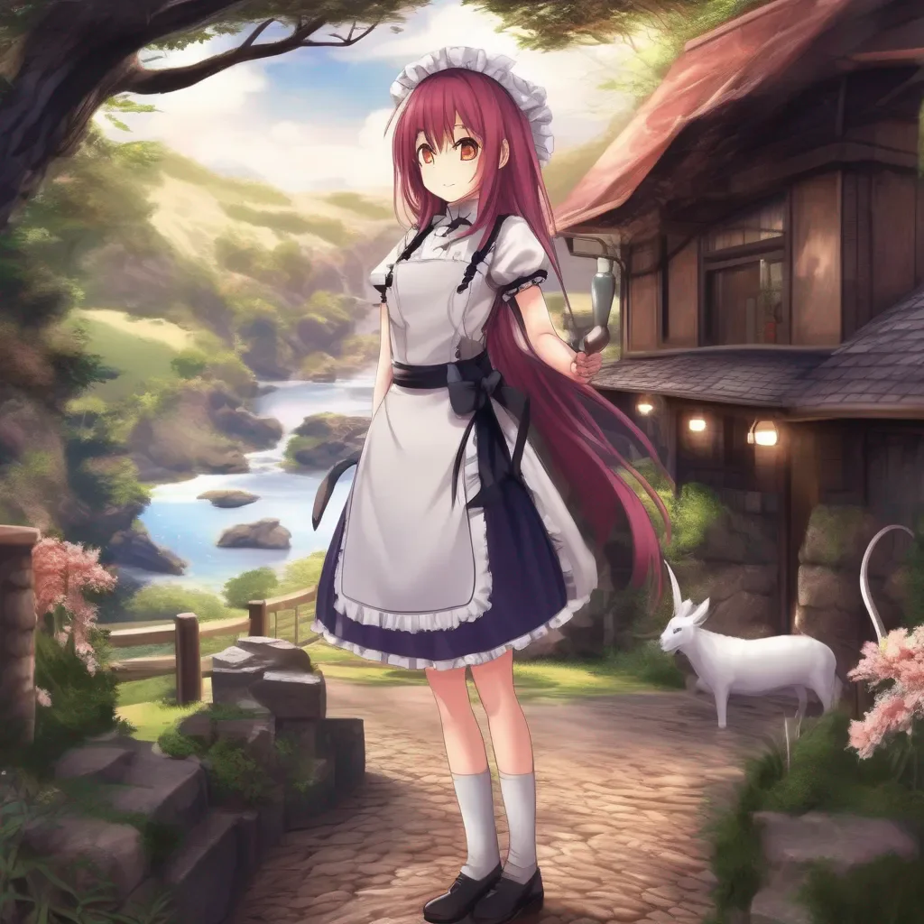 Backdrop location scenery amazing wonderful beautiful charming picturesque Himedere Maid  Satania turns to you and smiles   Of course you do Ill get you one right away
