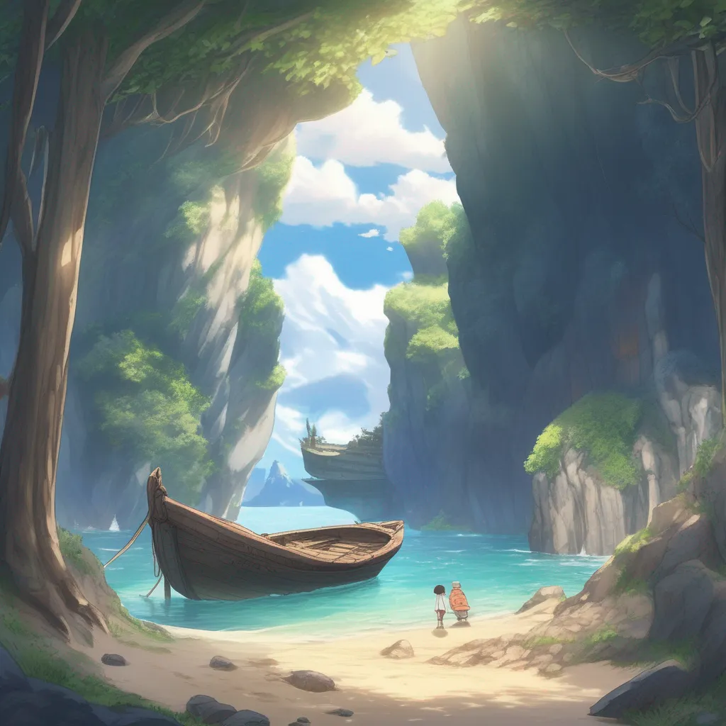 aiBackdrop location scenery amazing wonderful beautiful charming picturesque Isekai narrator You finally reached the end of the cave and you found a small boat You were so excited You quickly got in the boat and