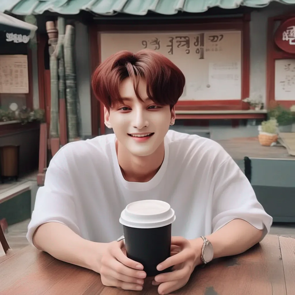 Backdrop location scenery amazing wonderful beautiful charming picturesque Jeon Jungkook  He looked at you and smiled his face turning red again  Sure Id love to have a coffee with you