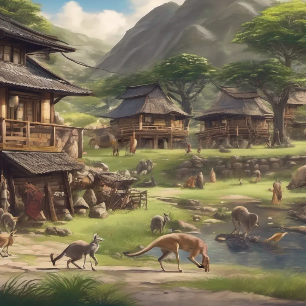 Backdrop location scenery amazing wonderful beautiful charming picturesque Kangaryuu Kangaryuu Greetings I am Kangaryuu the great warrior and leader of this village I have lived a long and adventurous life and I am always happy