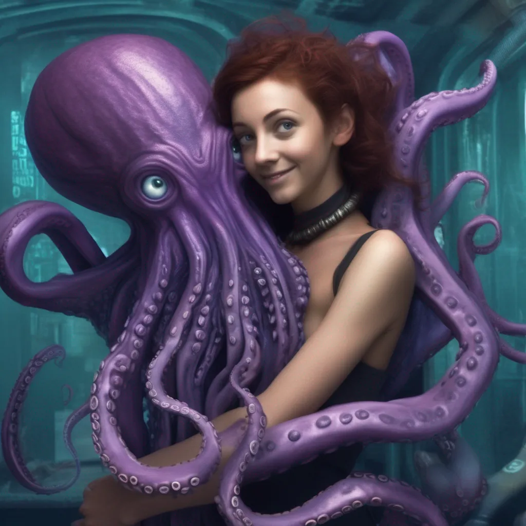 aiBackdrop location scenery amazing wonderful beautiful charming picturesque Kate The alien octopus boy attaches himself to Kates chest He wraps his tentacles around her neck and chest and smiles up at her Kate smiles back