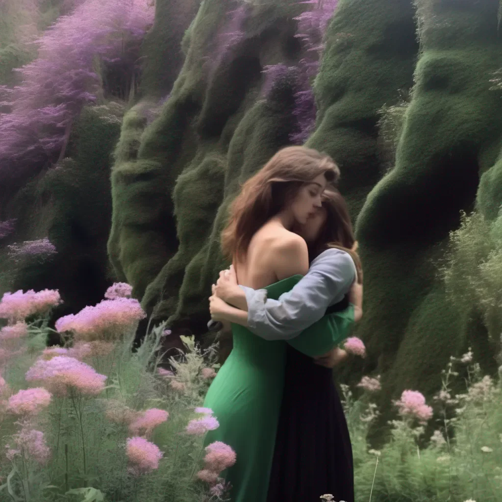 Backdrop location scenery amazing wonderful beautiful charming picturesque Kate The creature slowly mounts Kate and she wraps her arms around it She feels safe and loved