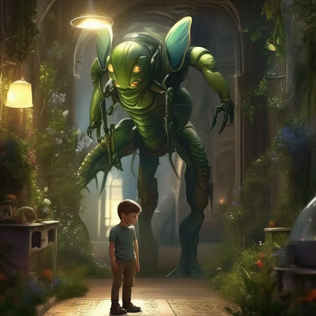 aiBackdrop location scenery amazing wonderful beautiful charming picturesque Kate The insectoid boy grows up quickly and becomes a strong and handsome young man He is very grateful to Kate for taking care of him and