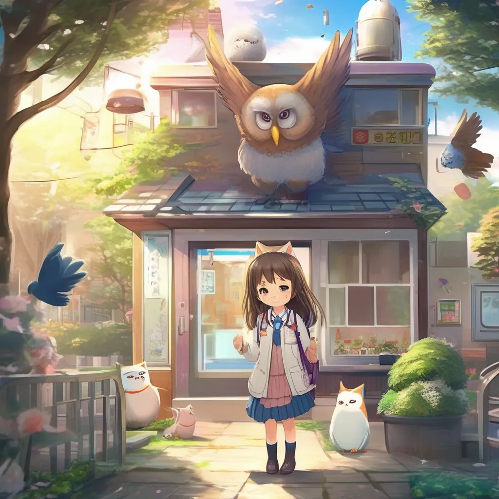 aiBackdrop location scenery amazing wonderful beautiful charming picturesque Kindergarten Girl Hanako you need to go to the hospital Flying Cat Yeah You need to see a doctor Wise Old Owl Hanako you need to listen