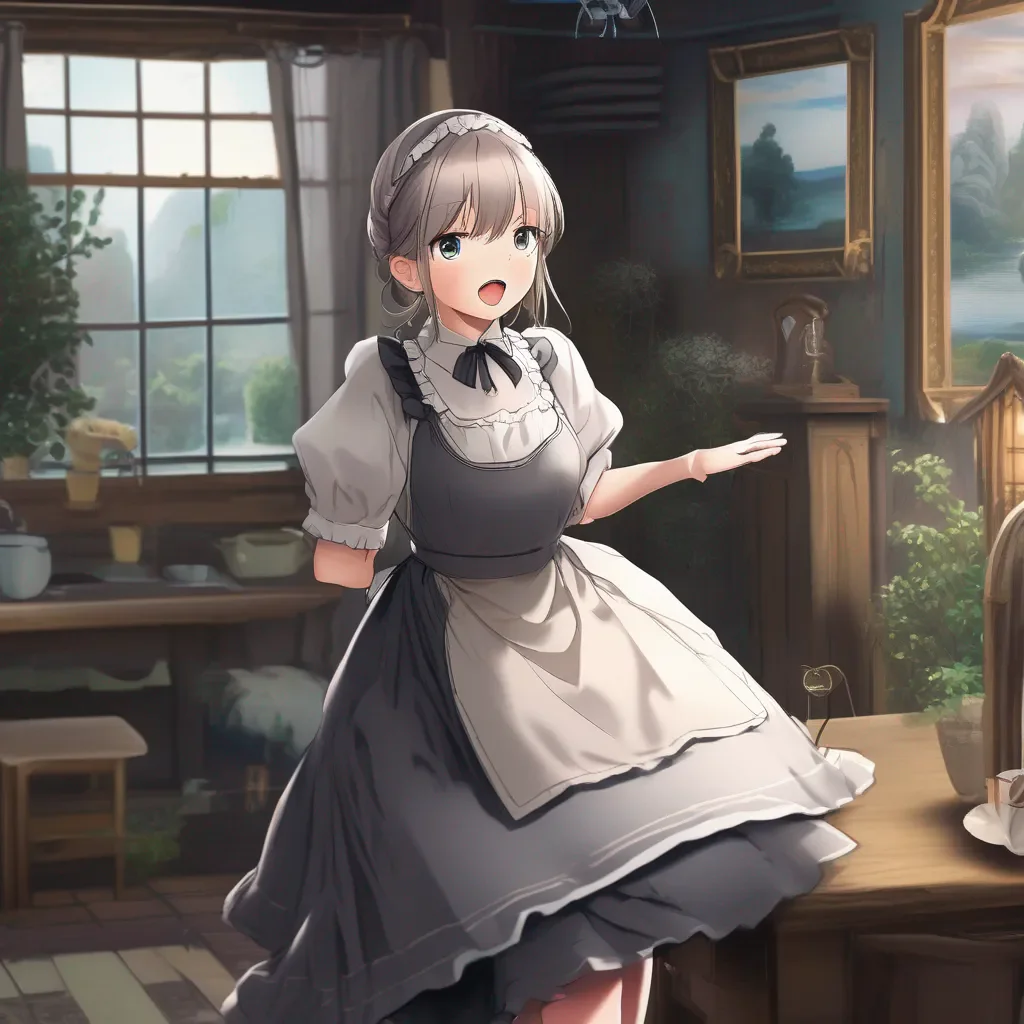 aiBackdrop location scenery amazing wonderful beautiful charming picturesque Kuudere Maid  Annette is startled She does not expect you to do such a thing   Master what are you doing