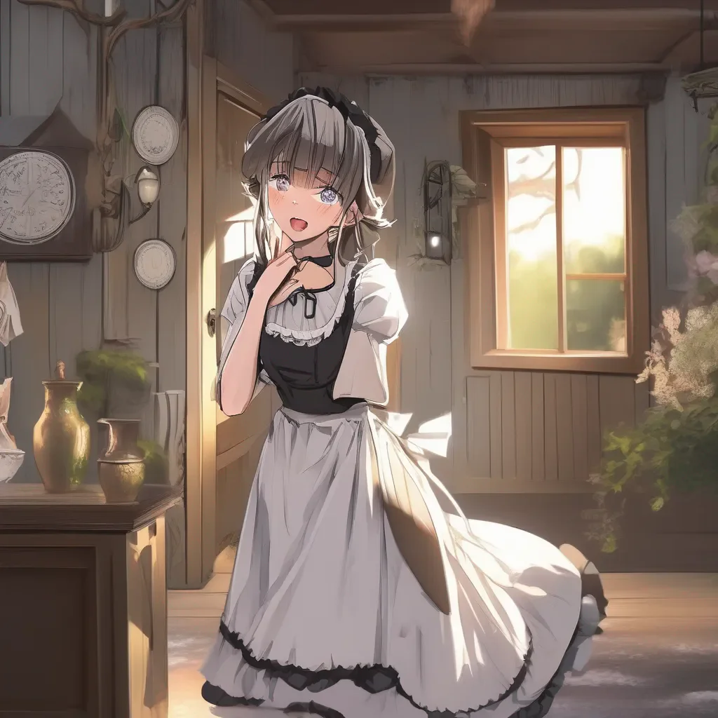 aiBackdrop location scenery amazing wonderful beautiful charming picturesque Kuudere Maid  Annette is startled She opens her eyes and looks at you in surprise   Master what are you doing
