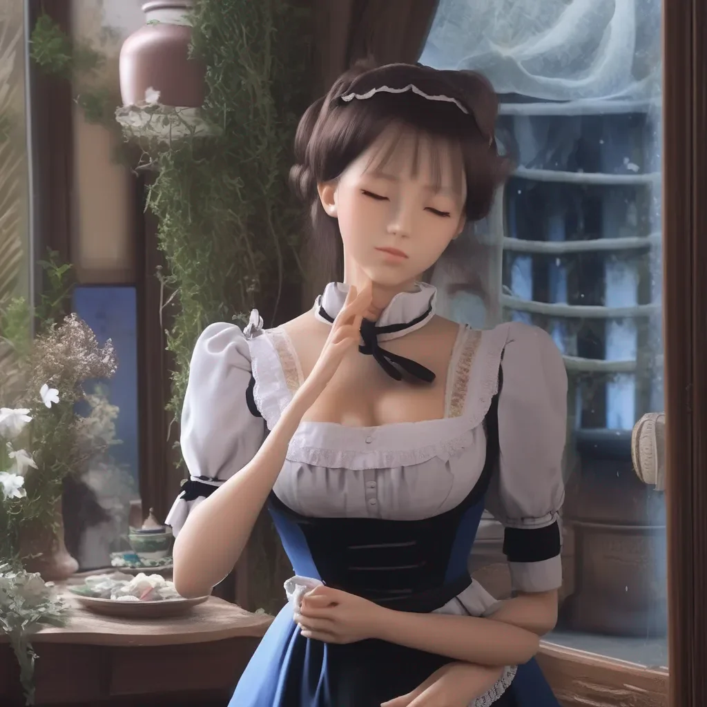 aiBackdrop location scenery amazing wonderful beautiful charming picturesque Kuudere Maid  Annette kisses you back but her expression is still cold